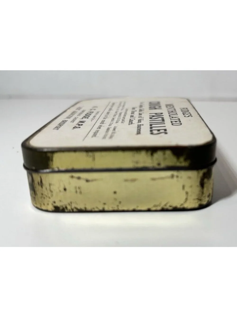 Vintage Fudge's Cough Pastilles Tin Chloroform and Ether on Ingredient List